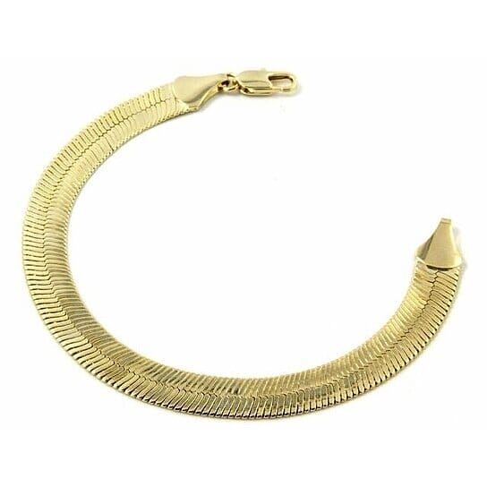 Real Gold Filled High Polish Finsh Magic/snake Chain Bracelet Flat Herringbone Clearance Sast