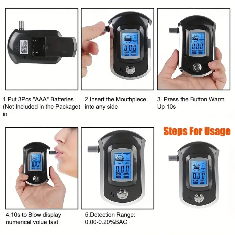 Police-Grade Breathalyzer with LCD Display - AT6000 Alcohol Tester Visit For Sale