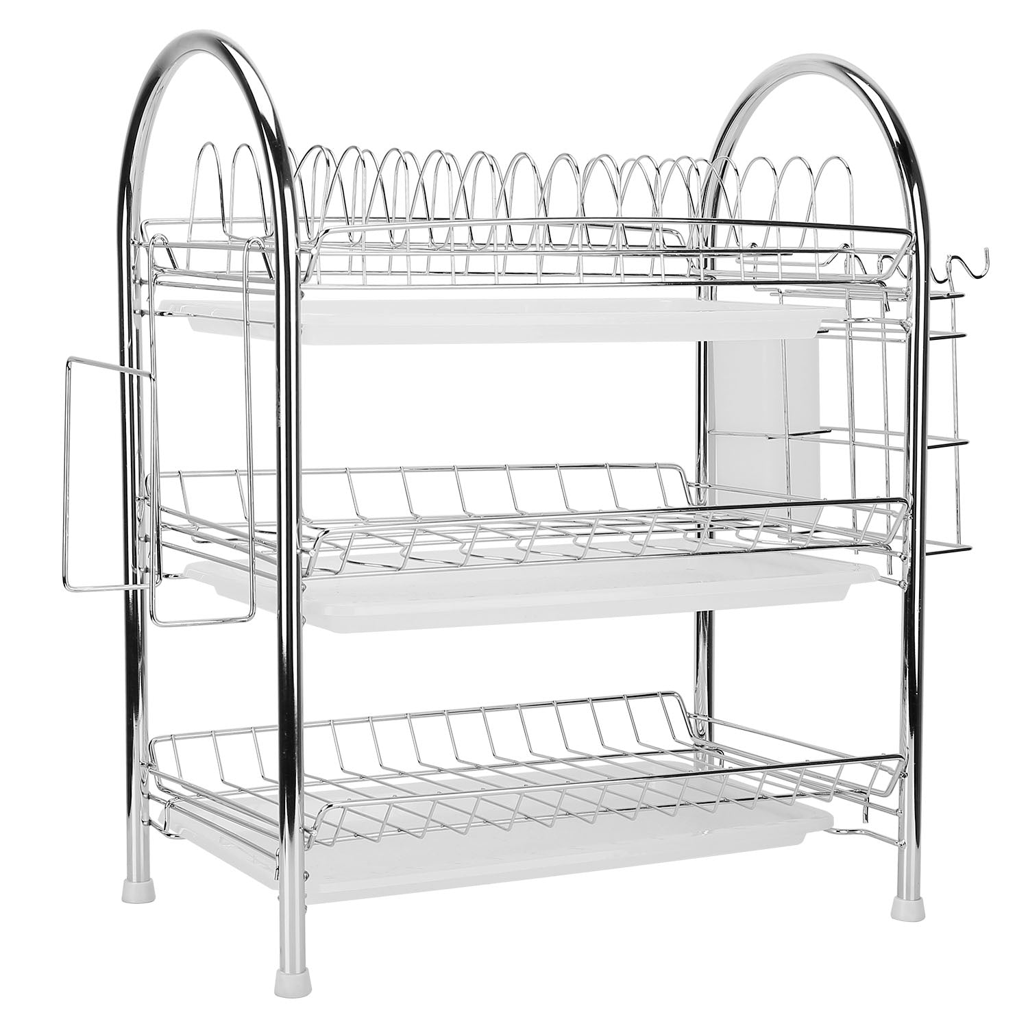 3-Tier Dish Drying Rack Shelf with 3 Drain Trays Chopping Board For Cheap Sale Online