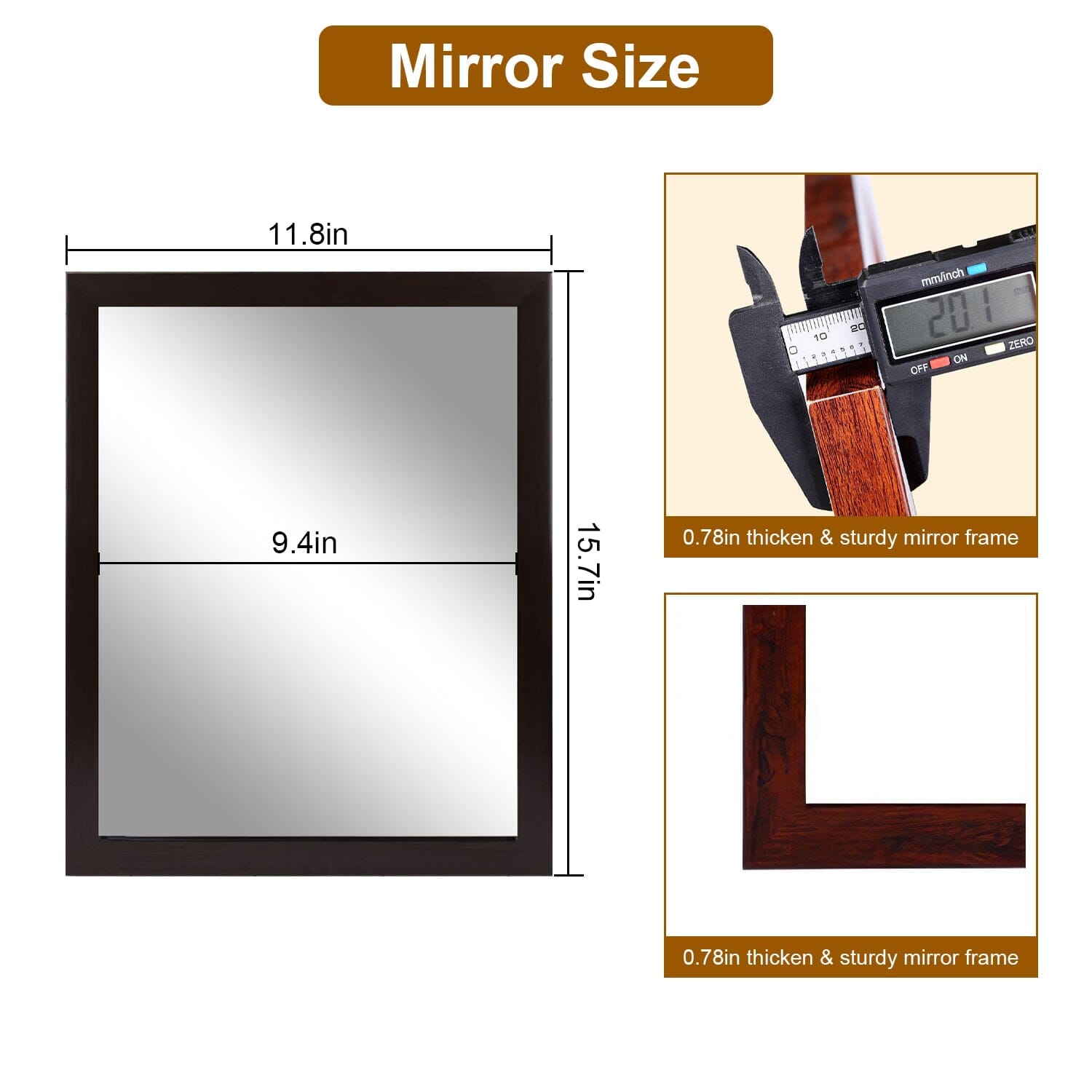 Wall Mount Mirror Wood-Like Frame Rectangle Modern Hanging Mirror Pay With Visa Cheap Online