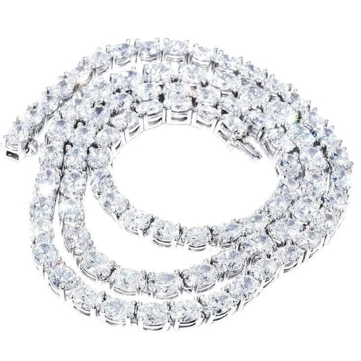 21.25CT Lab Grown Oval Diamond Graduated Tennis Necklace Platinum & 14K Supply Cheap Pice