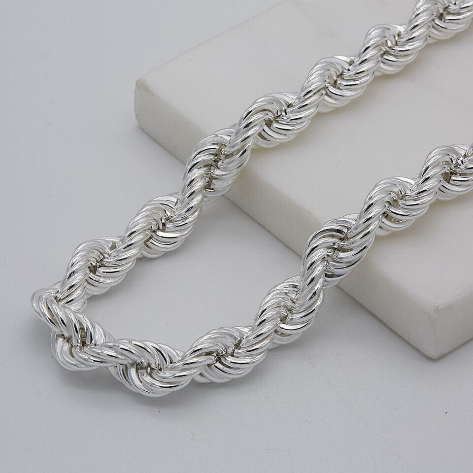 Solid 925 Sterling Silver Italian Rope Chain Mens Necklace 8MM - Diamond Cut Buy Cheap From China