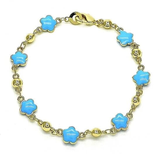 14k Gold Filled High Polish Finish Enamel Flower Bracelet Looking For Cheap Pice