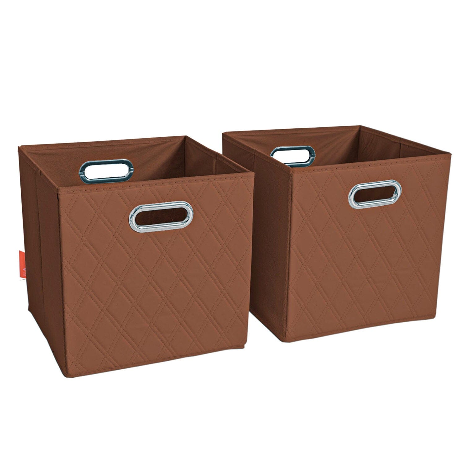 Set of 2: 11-13 Foldable Diamond Patterned Faux Leather Storage Cube Bins Discount Footaction