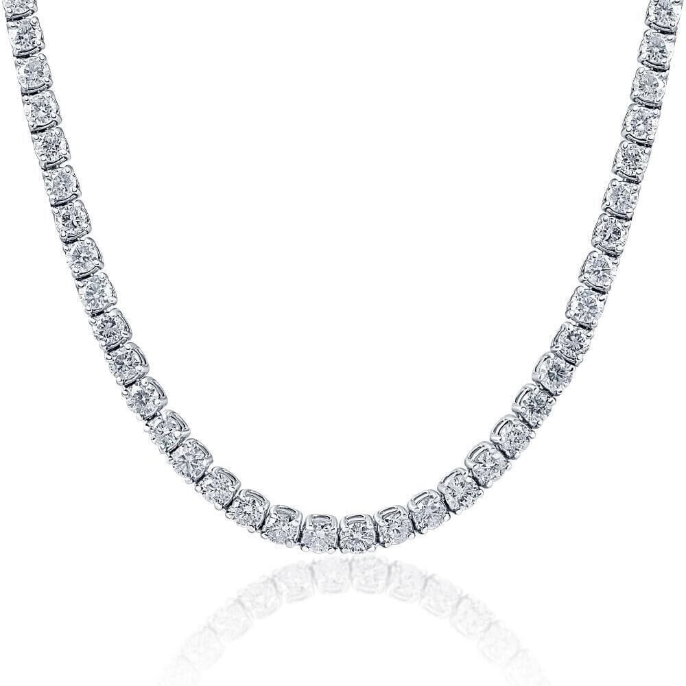 Huge 23 Ct TW Round Cut Natural Diamond Tennis Necklace 14K White Gold 18 Countdown Package Online