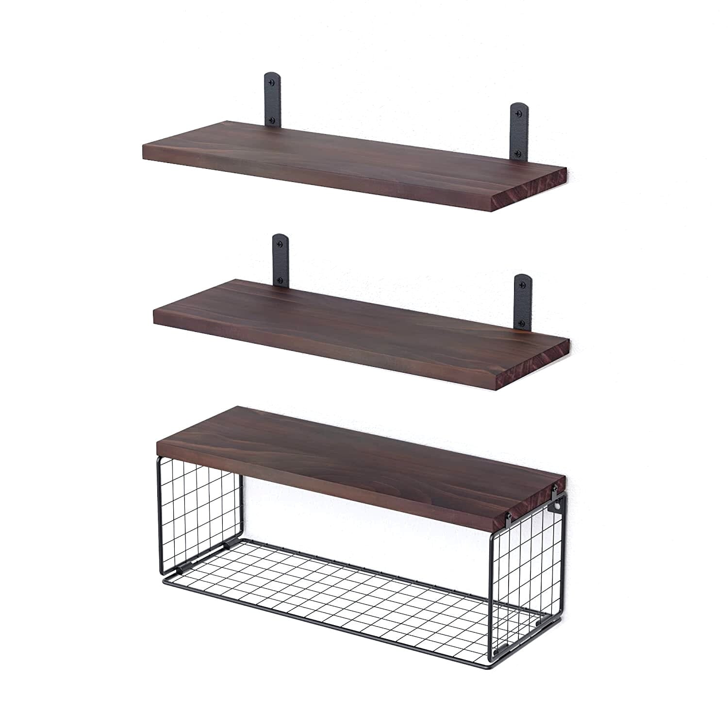 2-in-1 Floating Shelves Wall Mounted with Storage Basket Purchase Cheap Pice