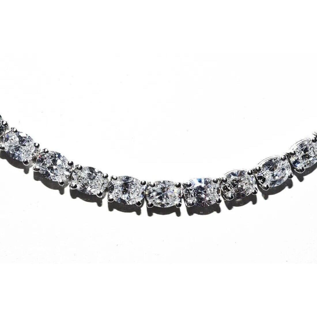 21.25CT Lab Grown Oval Diamond Graduated Tennis Necklace Platinum & 14K Supply Cheap Pice