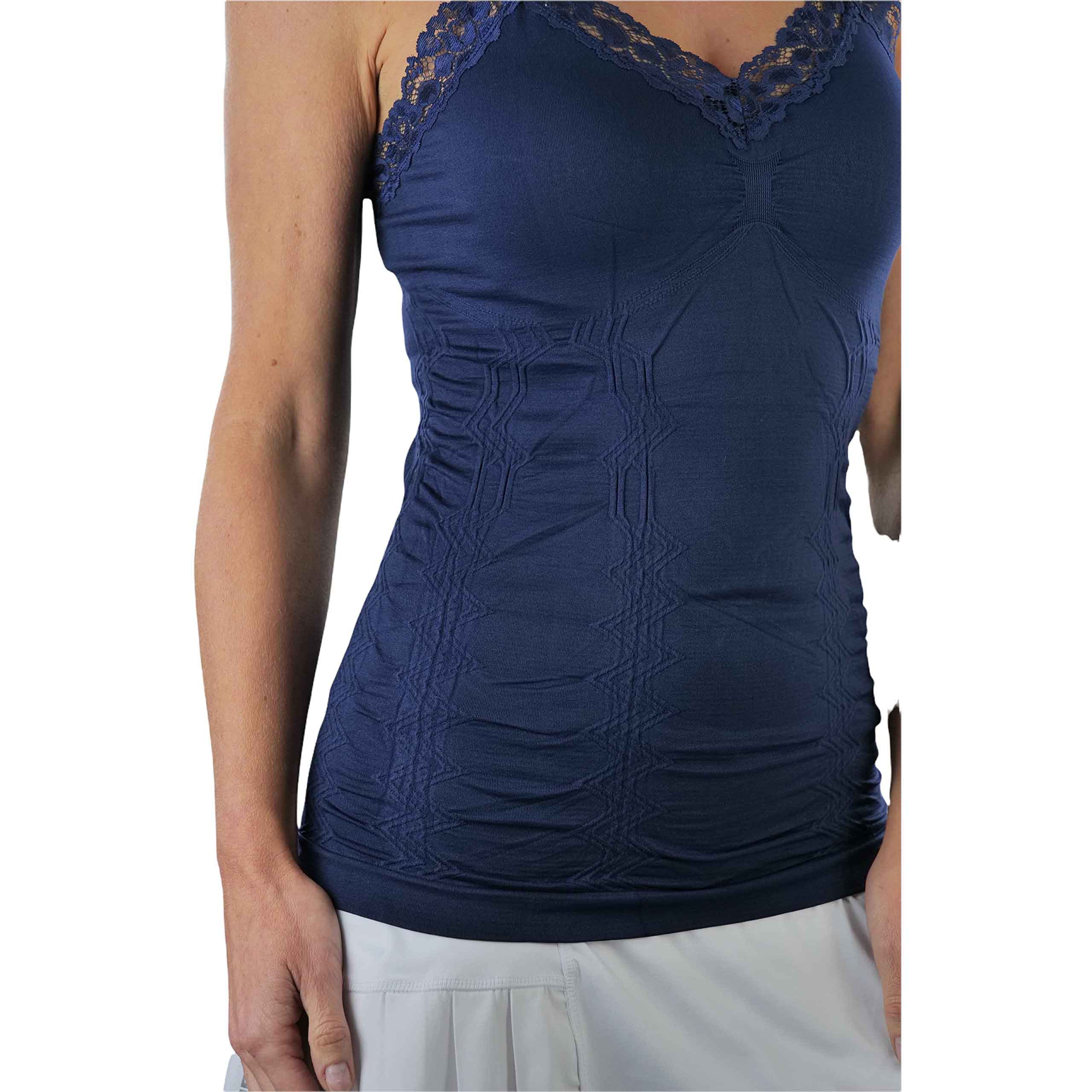 ToBeInStyle Women's Wrinkled Seamless Camisole Top with Floral Lace Trim Straps Cost For Sale