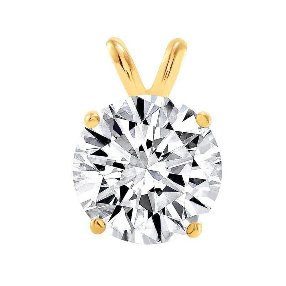 0.25-0.75 CT Round Real 14K Yellow Gold Natural Diamond Solitaire Pendant Looking For Sale Online