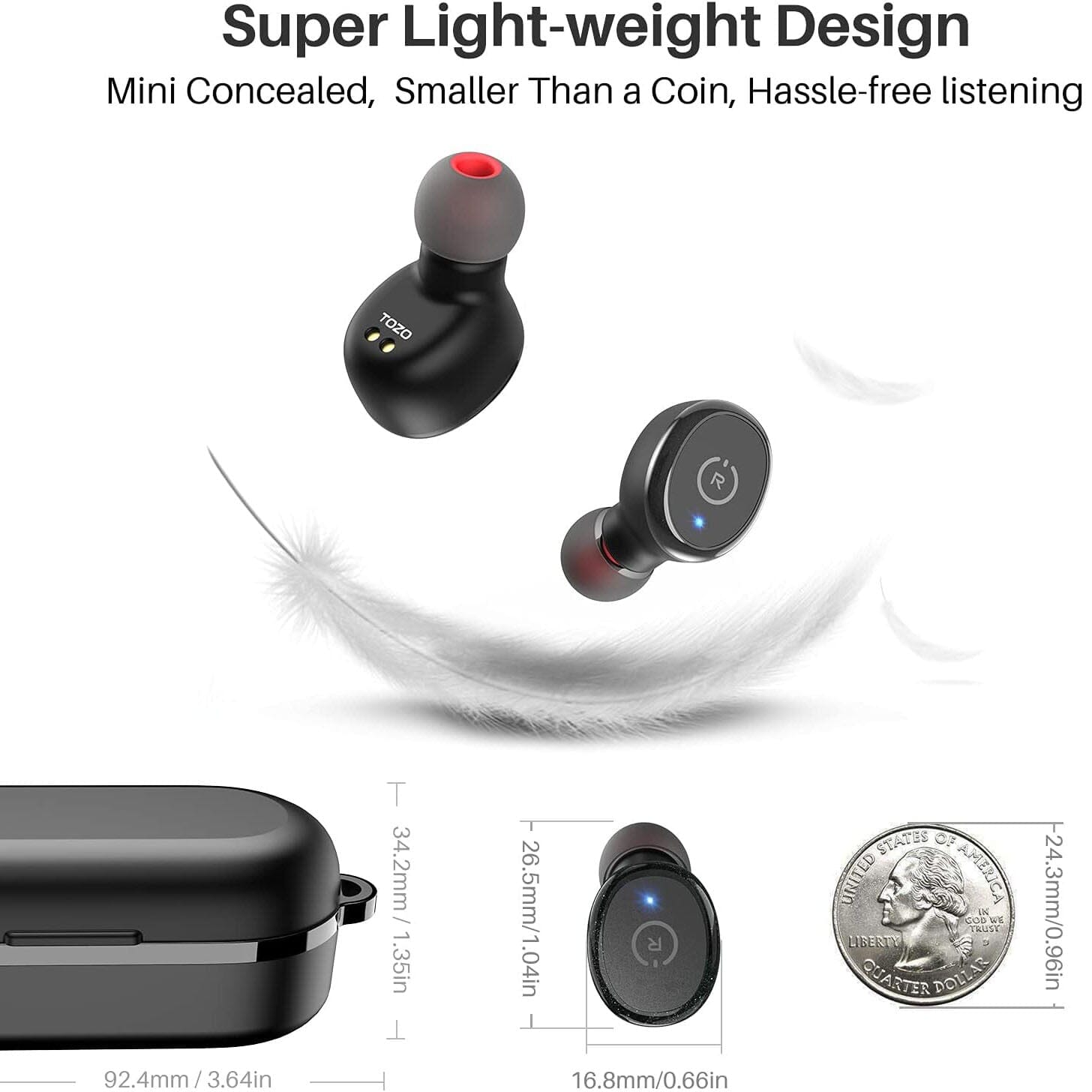 TOZO T10 Bluetooth 5.3 Wireless Earbuds (Refurbished) Amazing Pice