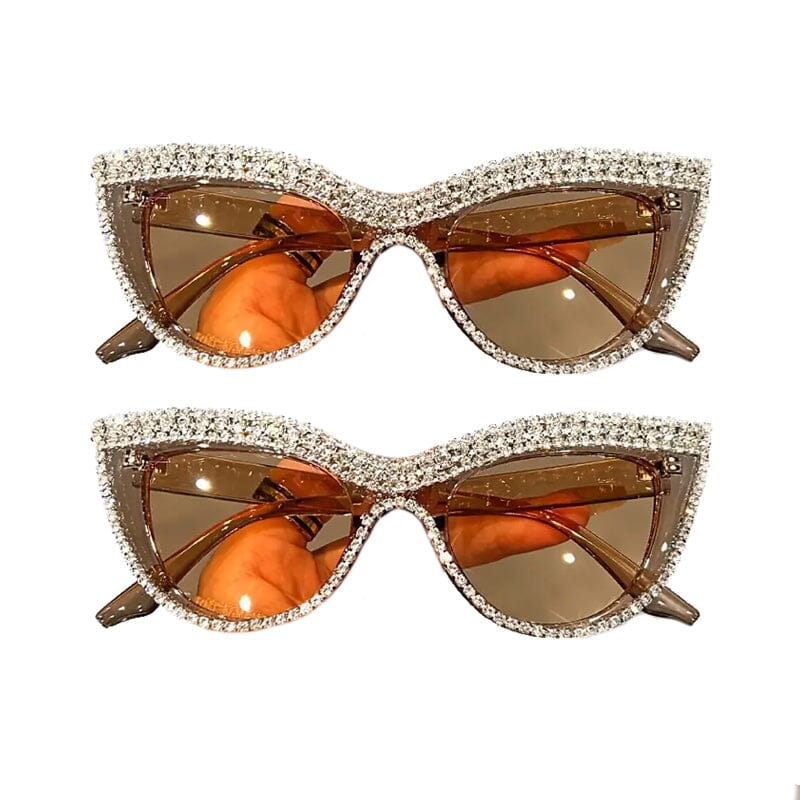 2-Pieces: Bling Rhinestone Cat Eye Sunglasses Sale Good Selling