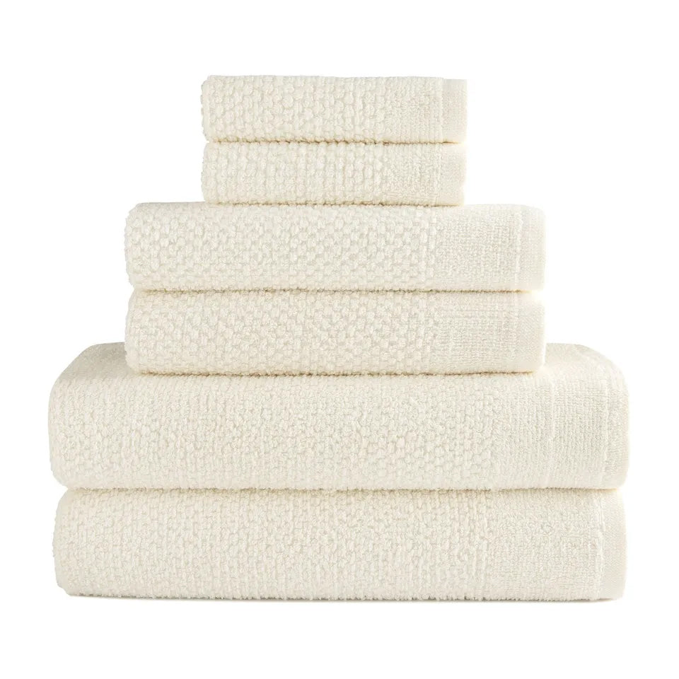 6-Piece: Dan River Popcorn Cotton Bath Towel Set Low Pice For Sale