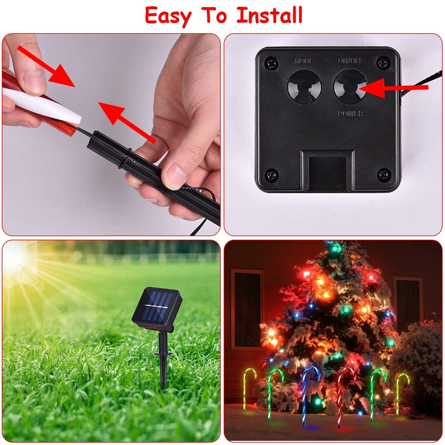 Solar Christmas Candy Cane Light IP55 Waterproof Stake Light Cheap Countdown Package