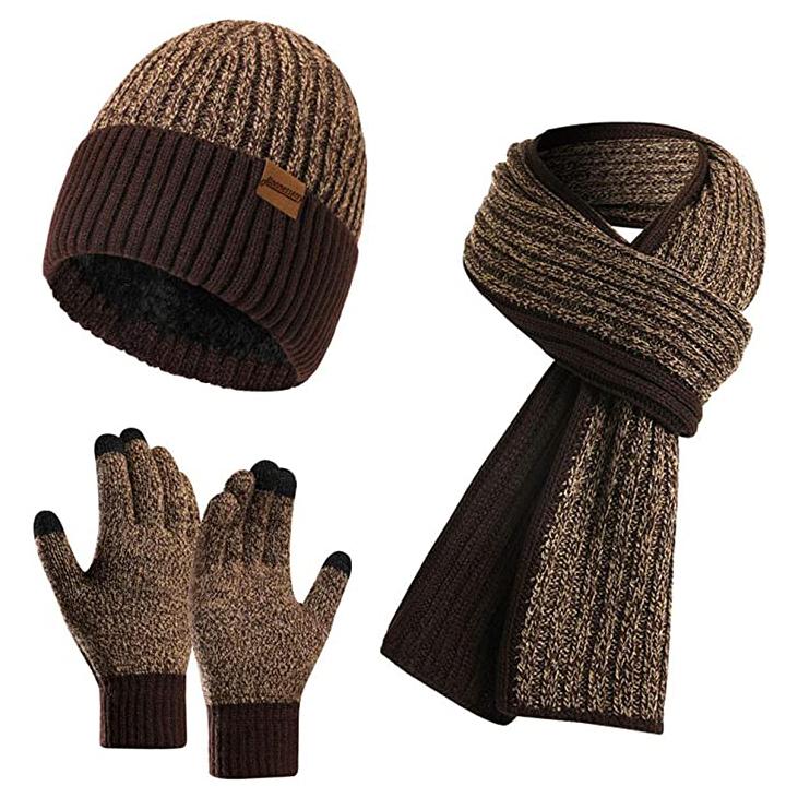 Men's Scarf and Beanie Hat Themal Gloves Set Sale Great Deals