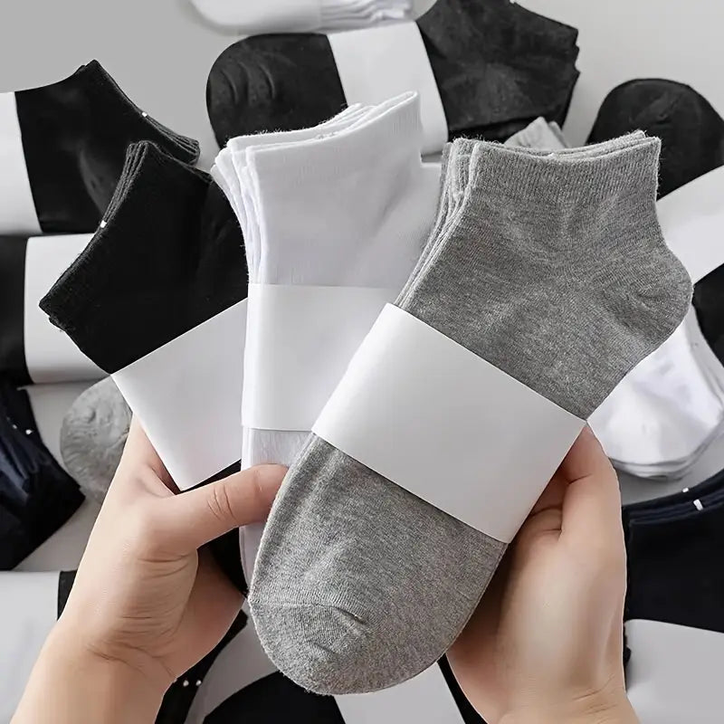 10-Pairs: Men's Solid Sport Low Cut Socks, Breathable Sweat-absorbing Comfy Soft Casual Simple Style Socks Discount Shop