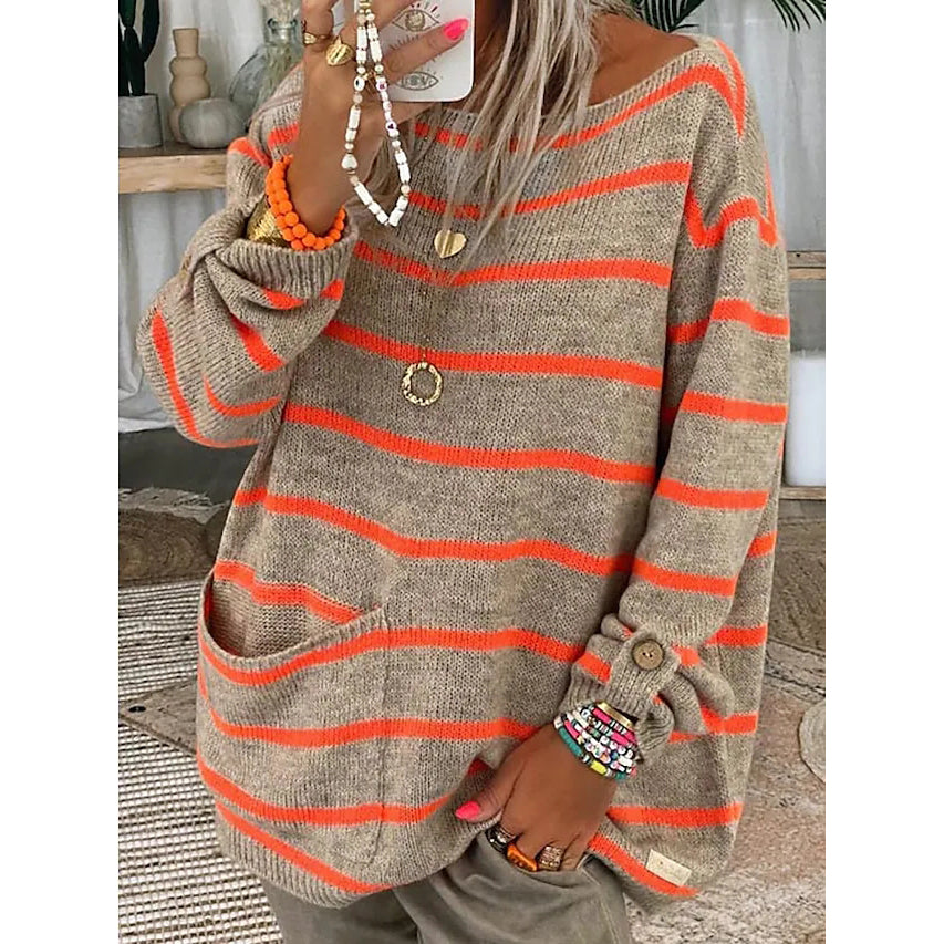 Women's Pullover Jumper Cable Knit Tunic Knitted Print Crew Neck Free Shipping Looking For