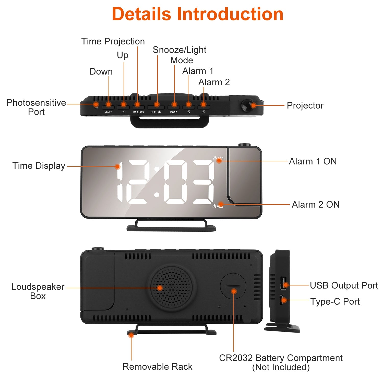 Projection Alarm Clock LED Digital Alarm Clock with Dual Alarms Snooze Sale 2025 Unisex