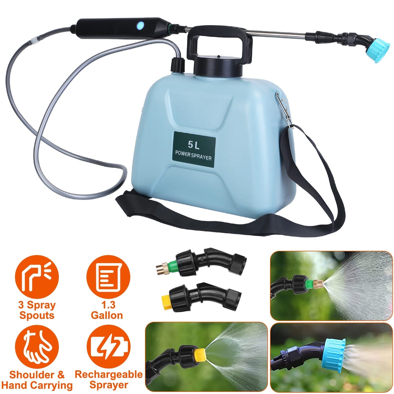 5L/1/3 Gallon Electric Plant Sprayer Telescopic Rechargeable with 3 Spray Sprouts Cheap Sale Amazing Pice