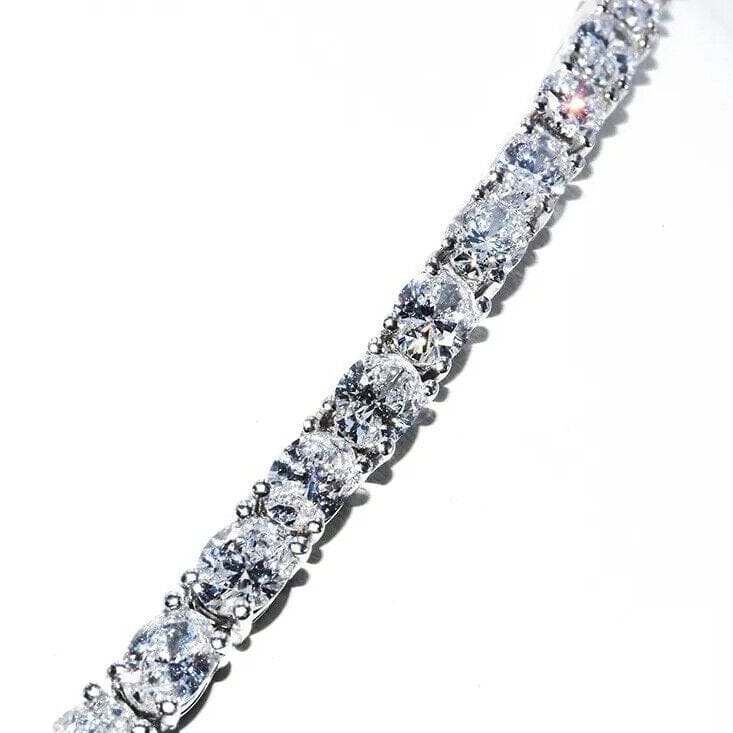 21.25CT Lab Grown Oval Diamond Graduated Tennis Necklace Platinum & 14K Supply Cheap Pice