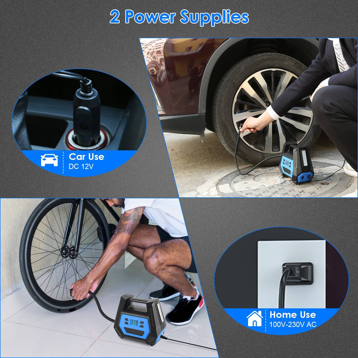 120W Max Power Portable Tire Pump with Digital Display LED Light Cheap Pices Authentic