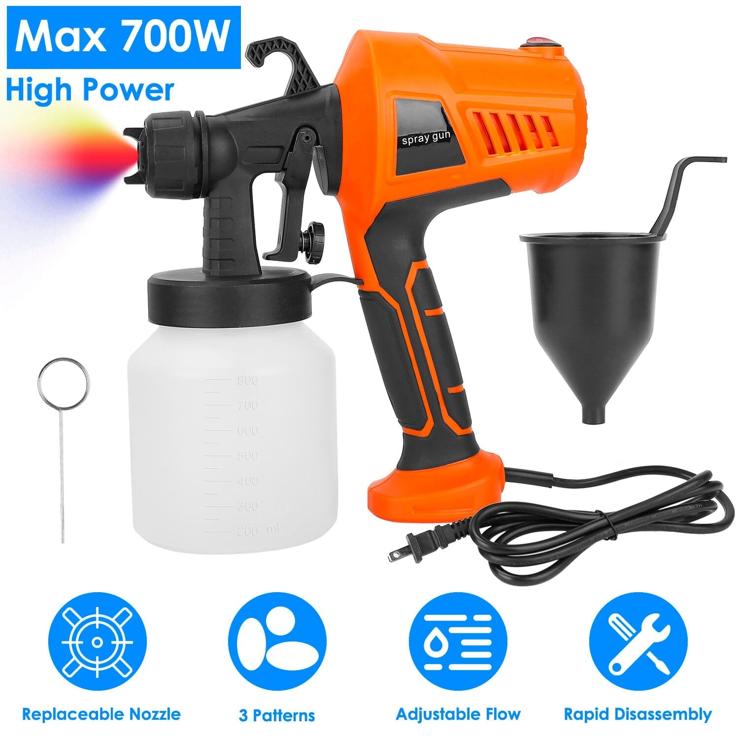 700W Electric Paint Sprayer Handheld with 3 Spray Patterns 800ml Cheap Sale