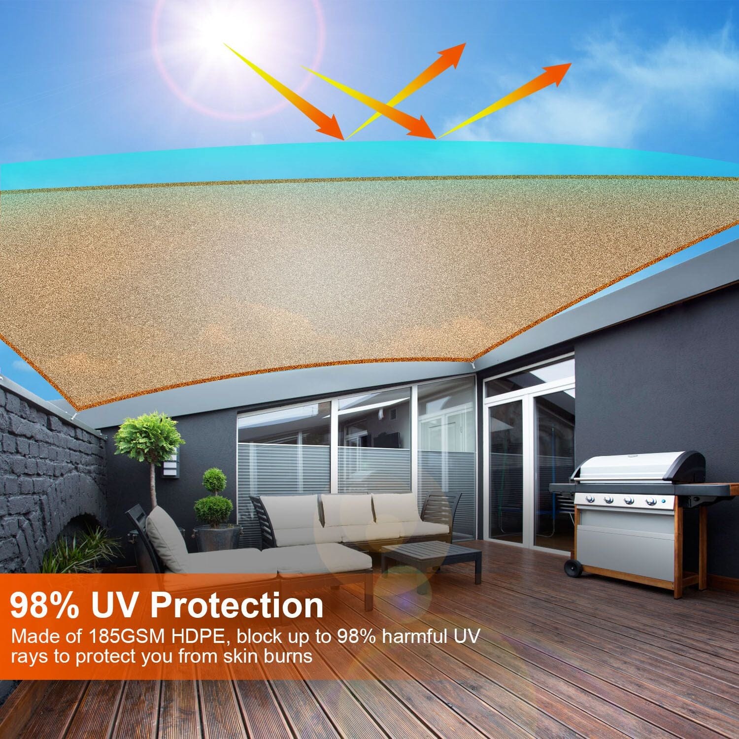 98% UV Block Awning Shelter Rectangle Shade Sails Top Canopy Cheapest