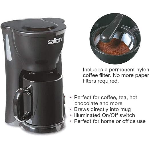 Salton Space Saving 1 Cup Coffeemaker - Black Free Shipping Real