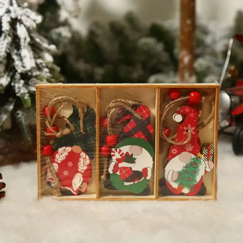 9-Pieces: Festive Christmas Wooden Hanging Box Original For Sale