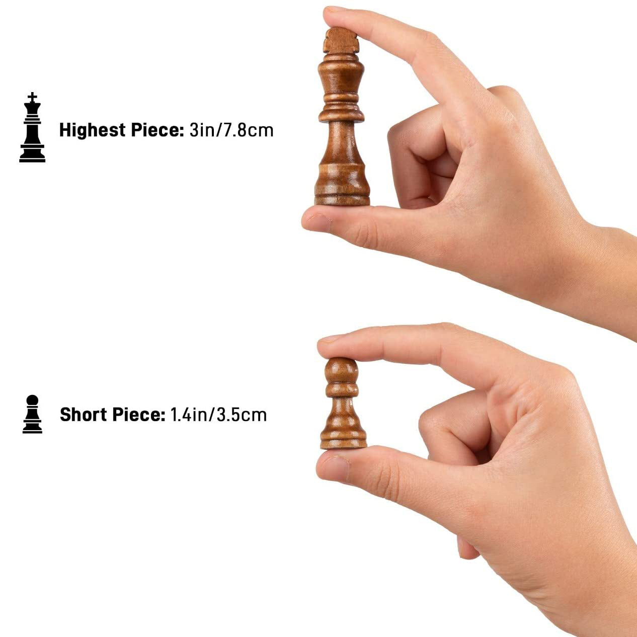 Handcrafted Chess Pieces Wooden Chess Set with Wooden Checkers Pieces Cheap Genuine