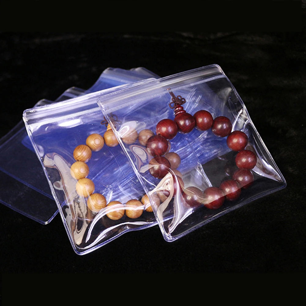 100-Pieces: Transparent PVC Plastic Storage Sealed Jewelry Bag Cheap Sale Low Pice