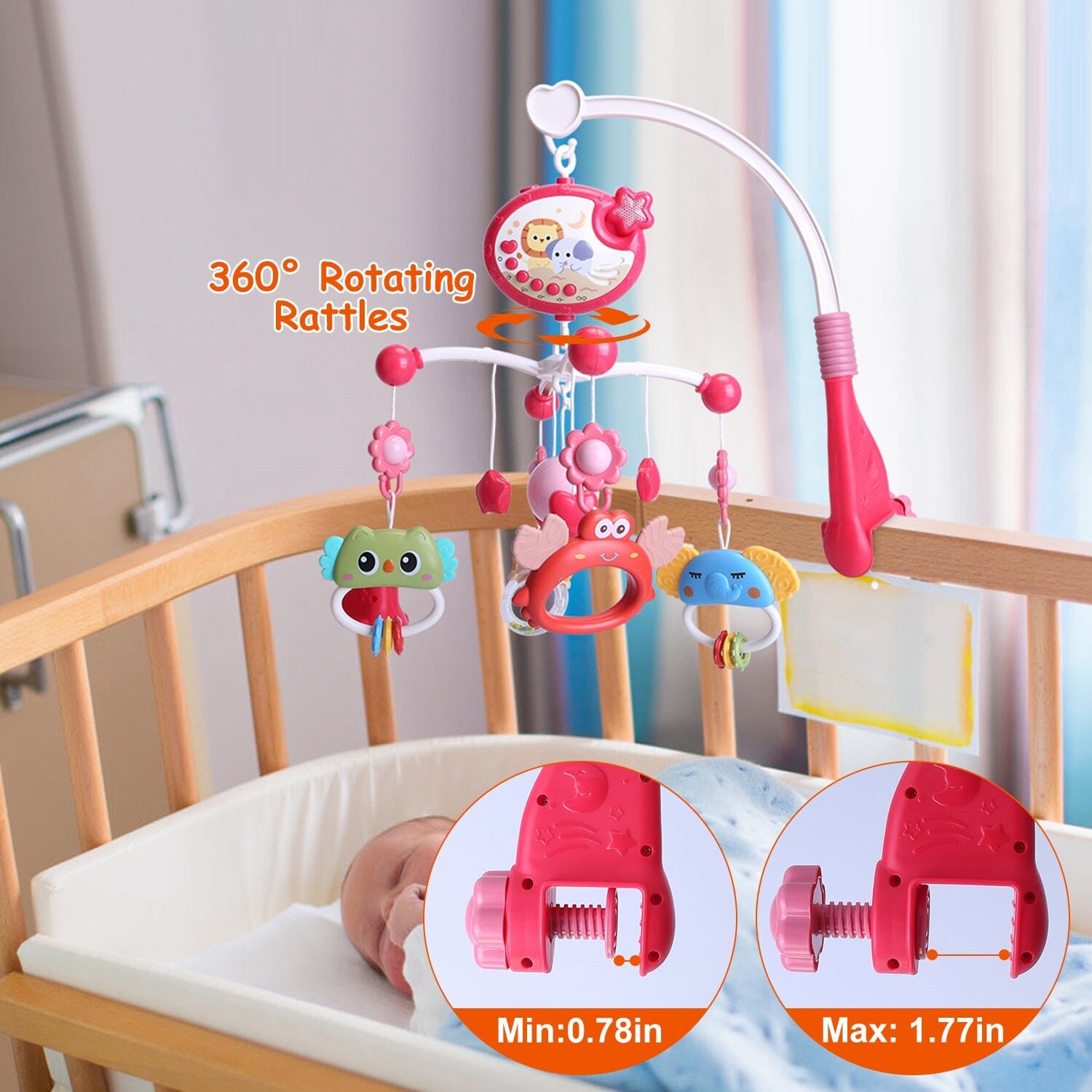 Baby Musical Crib Bed Bell Rotating Mobile Star Projection Inexpensive Cheap Online