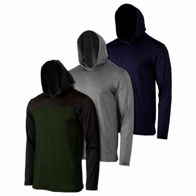 3-Pack: Men's Moisture Wicking Active Athletic Pullover Hoodies Big Sale