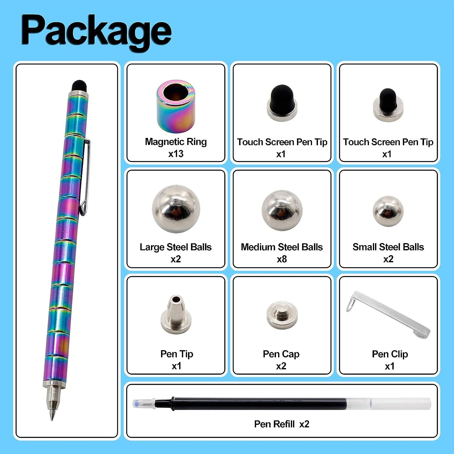 2-Pack: Decompression Magnet Metal Pen Get Authentic Sale Online