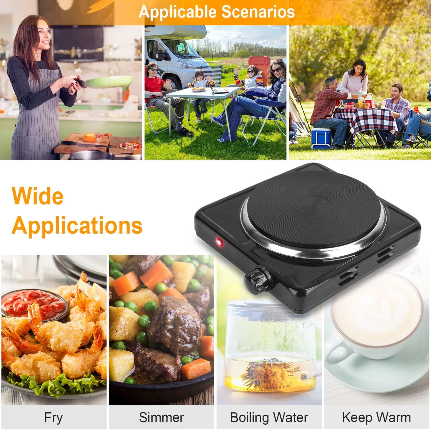 1500W Portable Heating Hot Plate Stove Countertop with Non Slip Rubber Footlocker For Sale