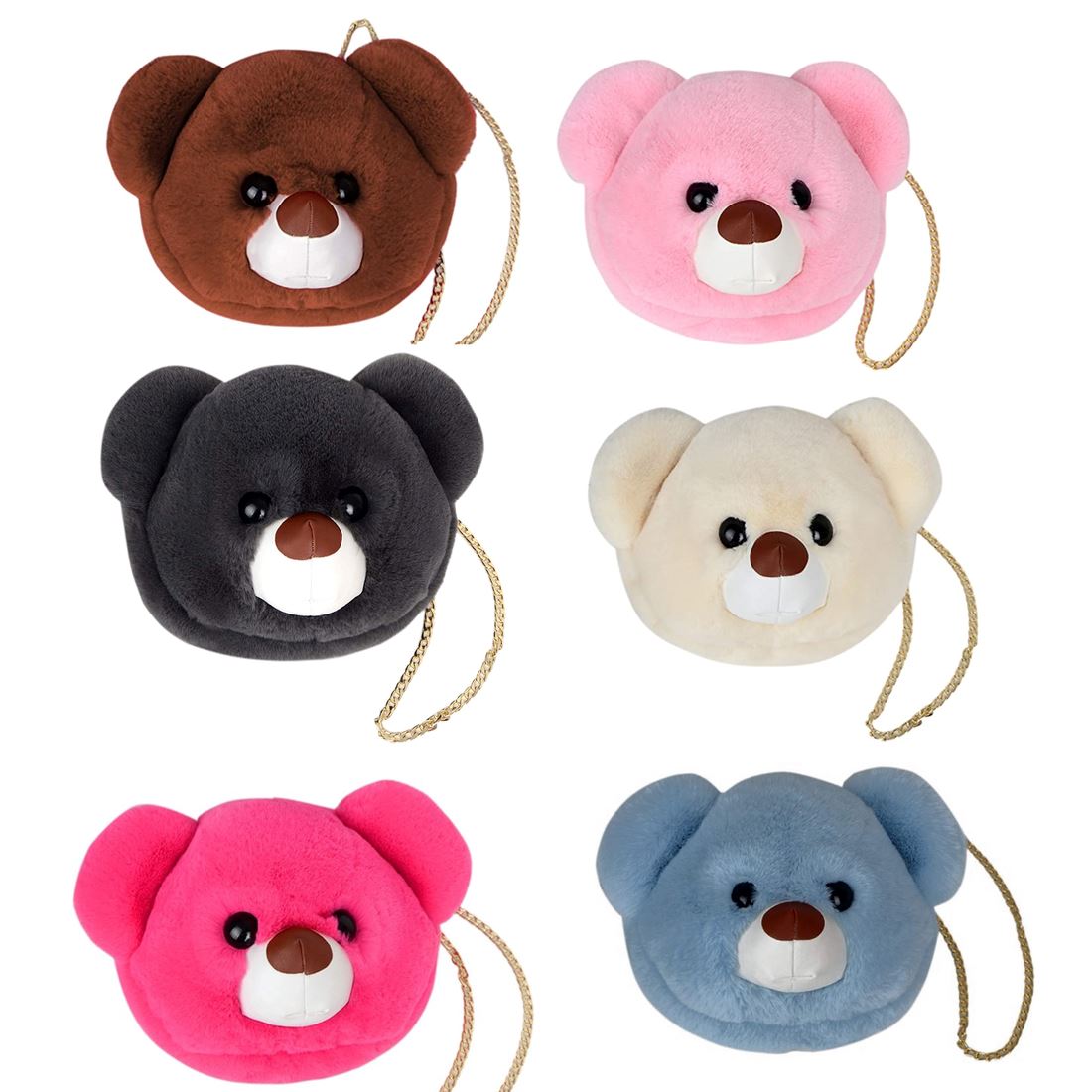 Super Cute Faux Fur Women's Handbag Bear Head Animal Authentic For Sale