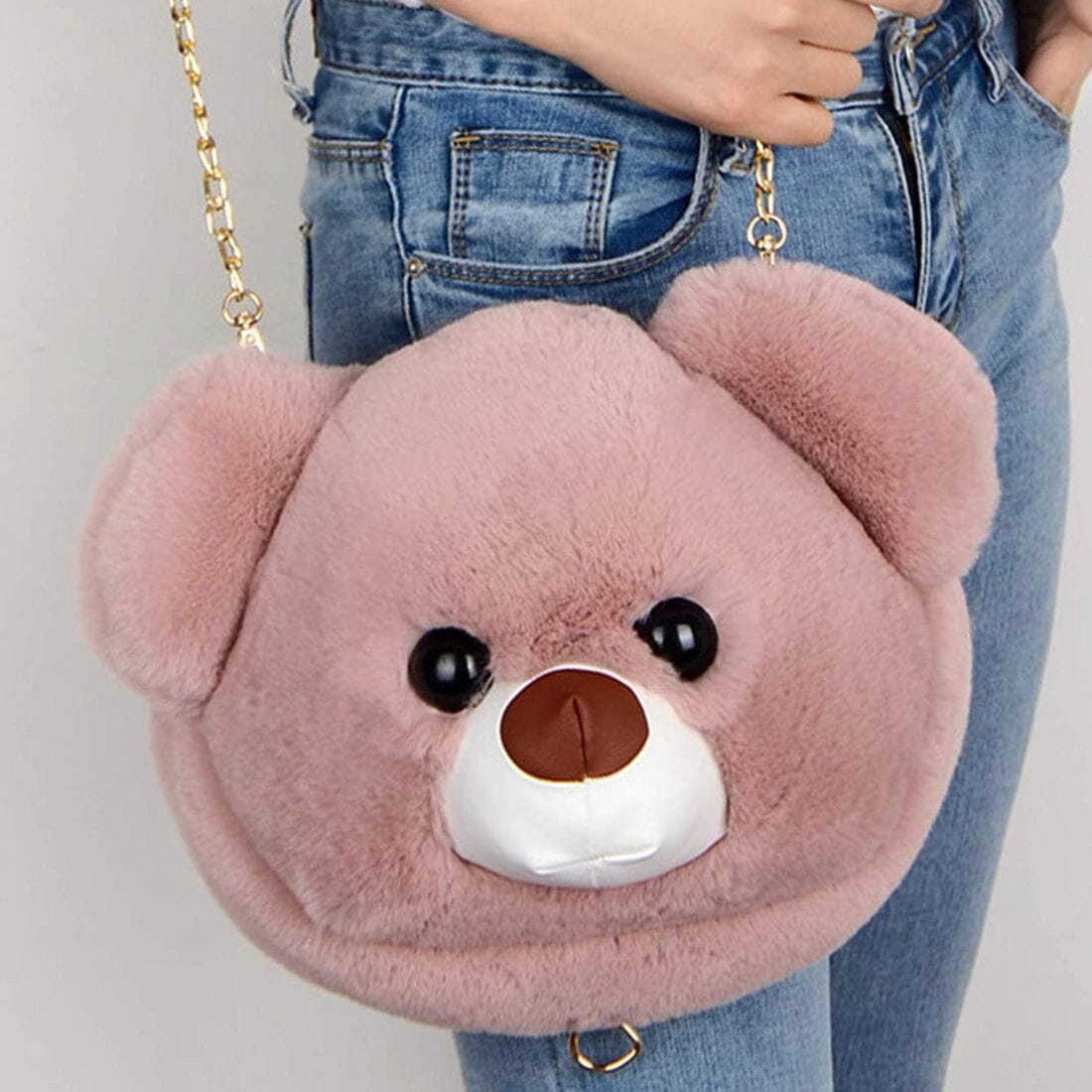 Super Cute Faux Fur Women's Handbag Bear Head Animal Authentic For Sale