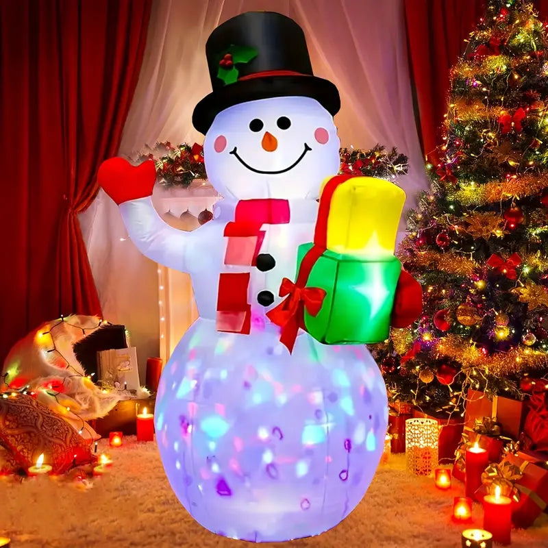 5FT Rotating Christmas Inflatable Snowman Decoration with 360° Colorful LED Lights Professional Online