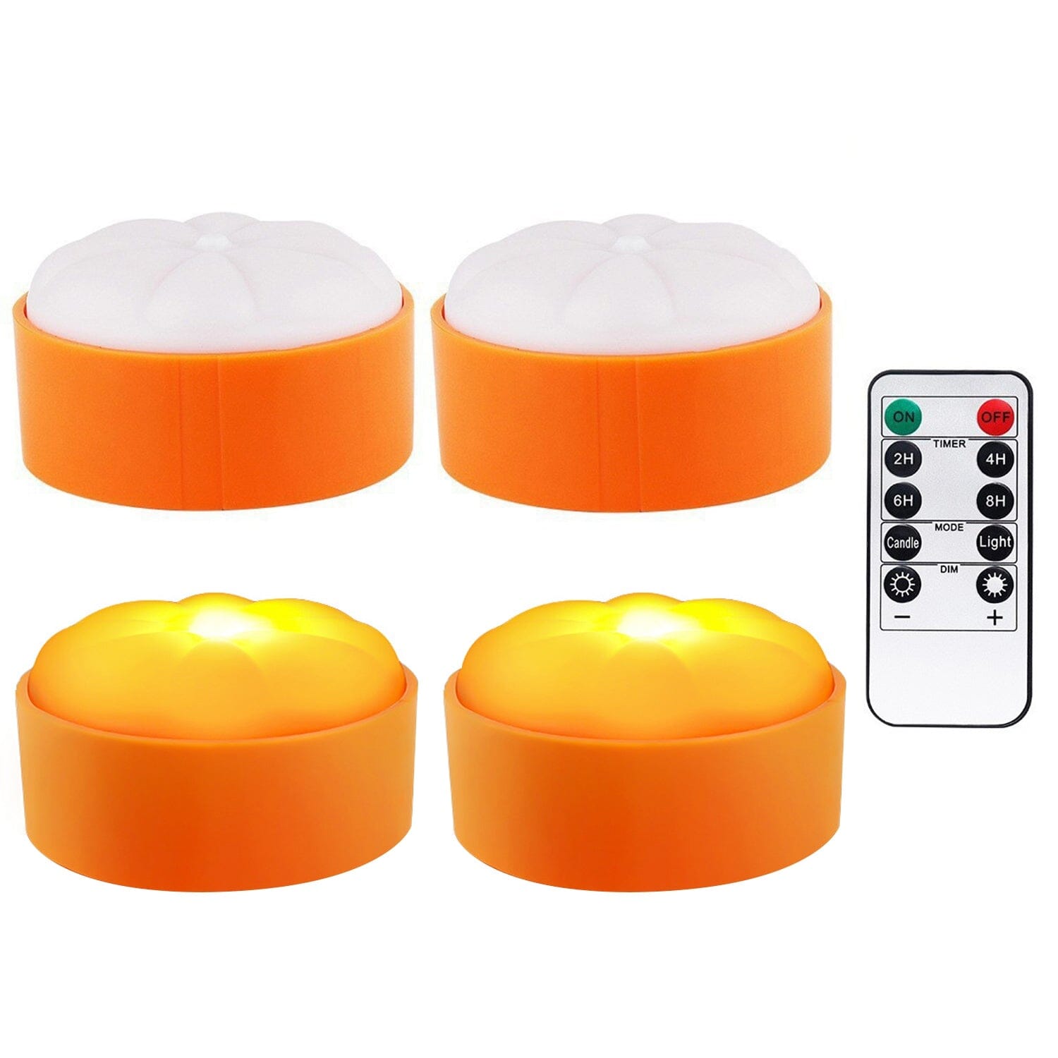 4-Pack: Halloween LED Pumpkin Lights Battery Operated with 2 Light Modes 4 Timer Setting Visa Payment