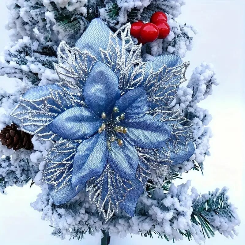 20-Pieces: Artificial Poinsettia Flowers Christmas Ornament Free Shipping Fake
