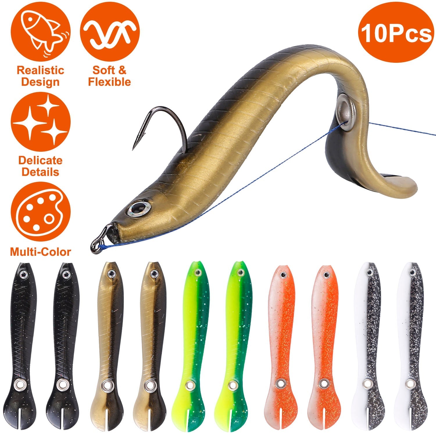 10-Pieces: Realistic Bass Loach Swimming Lure Sale Nicekicks