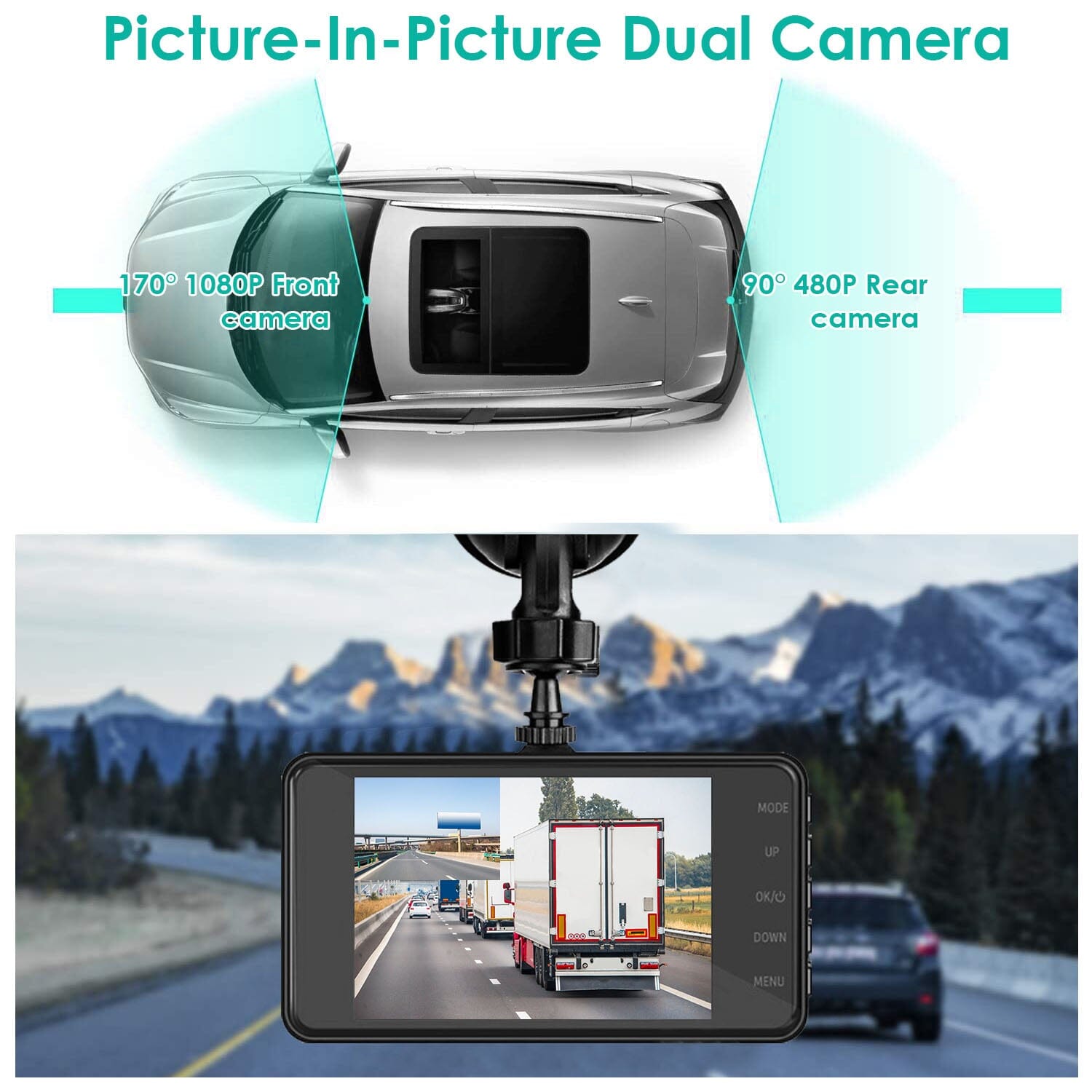 1080P 4-Inch Touch Screen Dual Dash Cam Free Shipping Supply