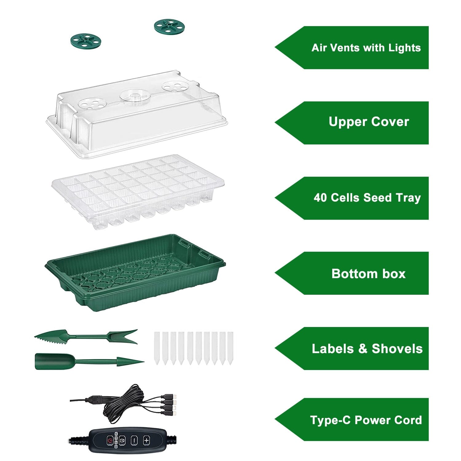 2-Pack: 40 Cell Seed Starting Tray Plant Grow Light with 4 Adjustable Brightness Outlet Store Online