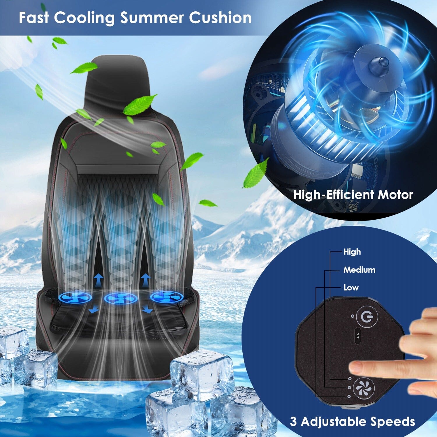 Summer Water Cooling System Seat Cushion with Fans 3 Speeds Quality Original