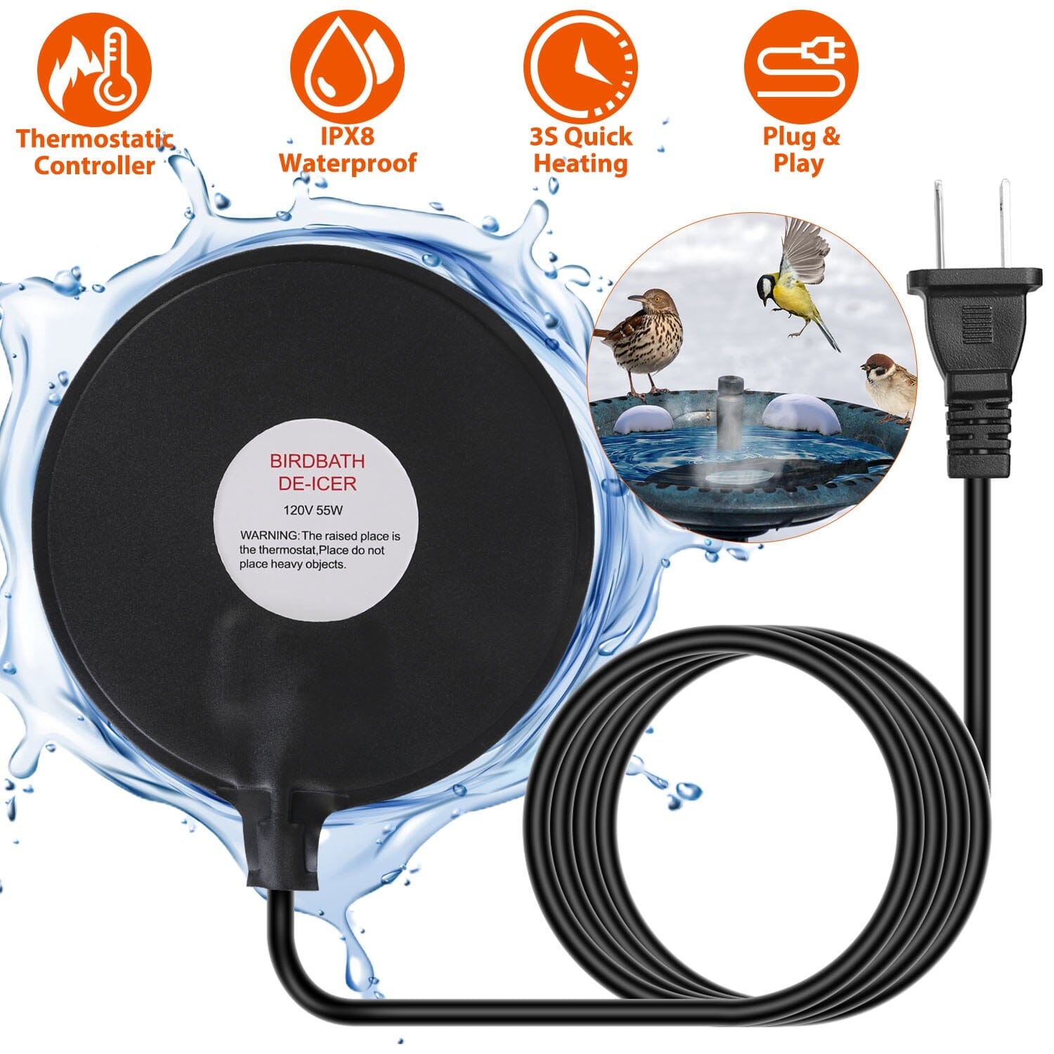 Bird Bath Deicer Outdoor Winter Water Heater Thermostatically Controlled Collections Cheap Online