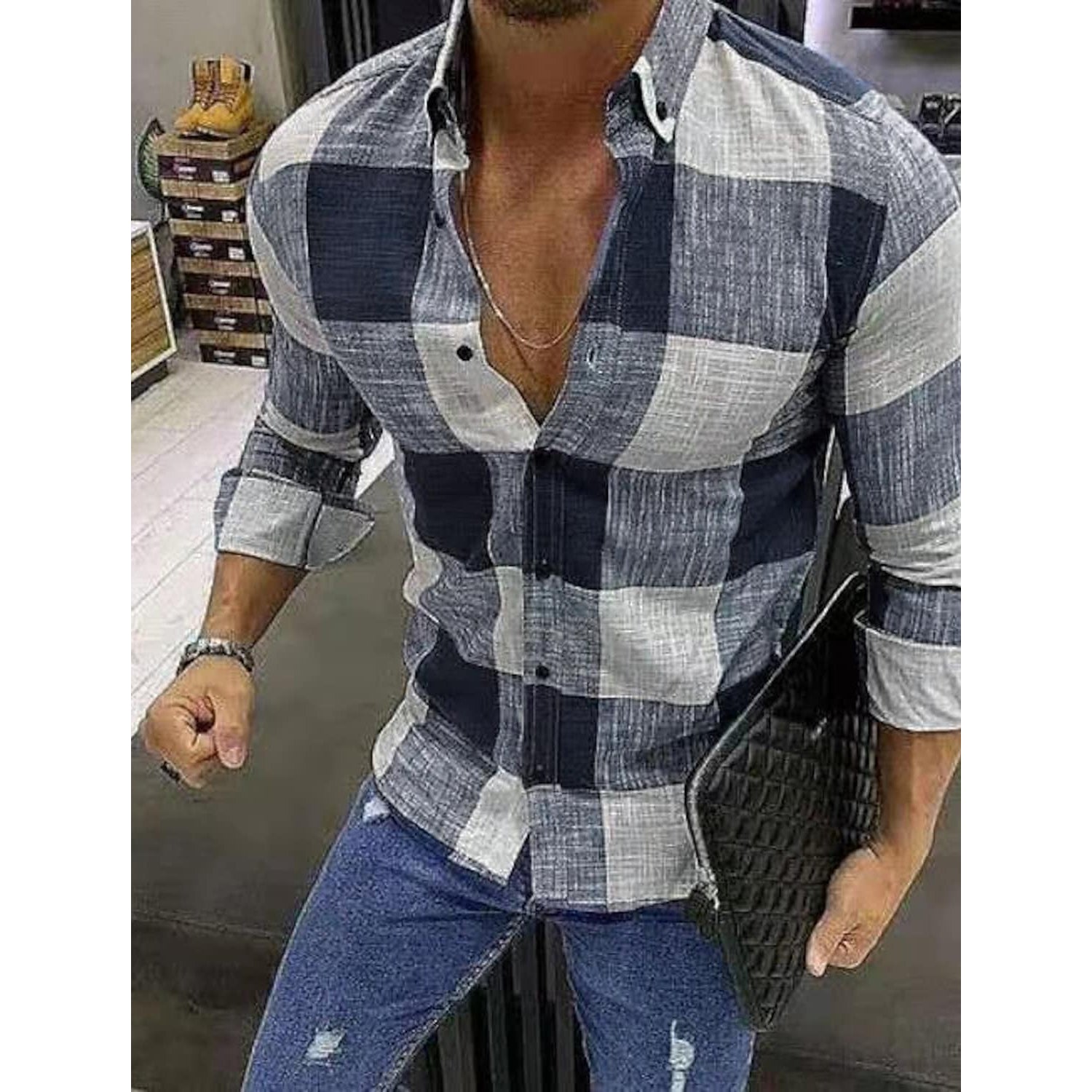 Men's Shirt Bishop Sleeve Collar Shirt For Sale 2025