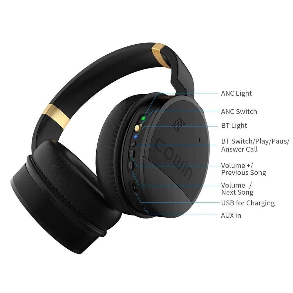 COWIN E8 Active Noise Cancelling Bluetooth Wireless Headphones Black & Gold (Refurbished) New Arrival Cheap Pice