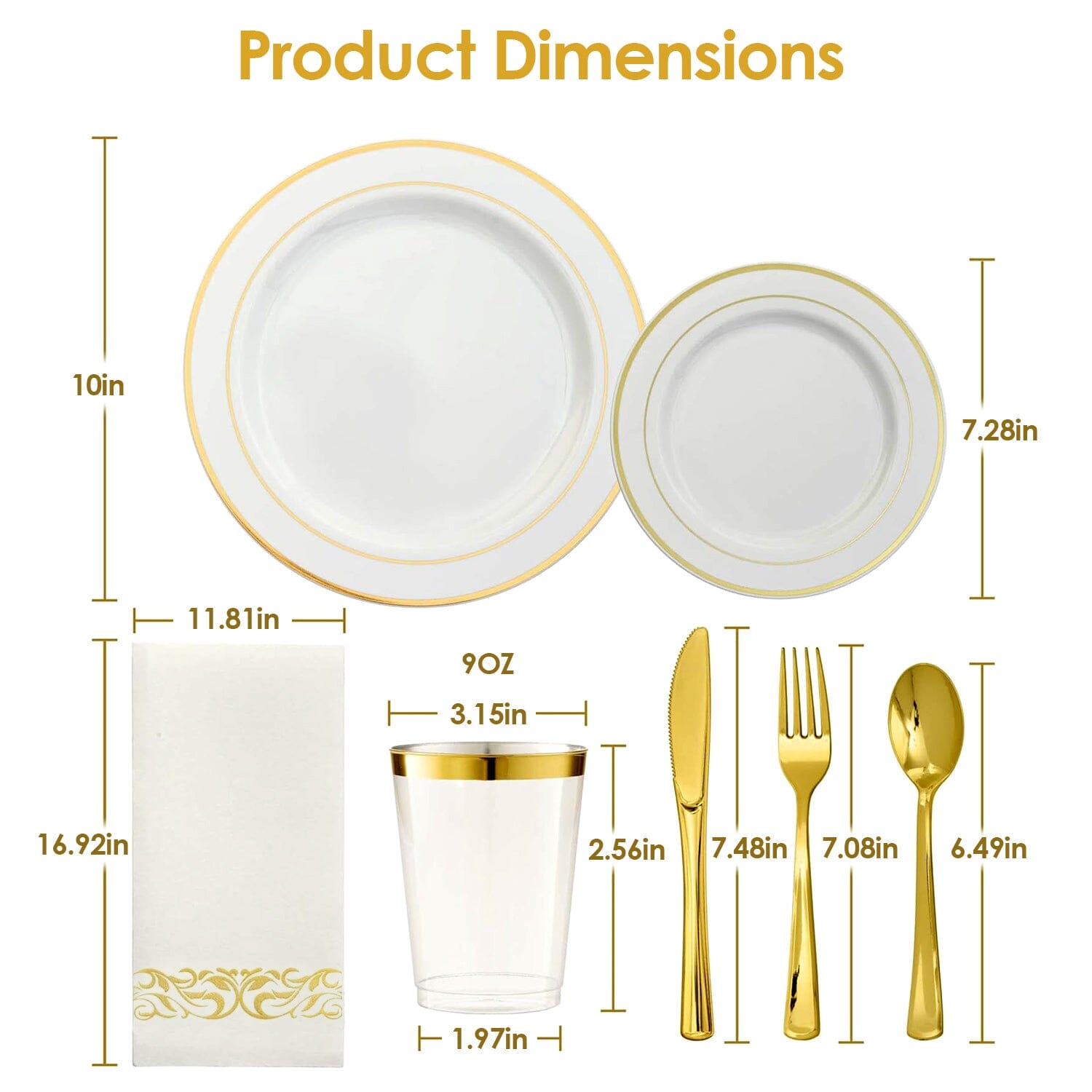 175-Pieces: Disposable Gold Dinnerware Set Low Shipping Fee Online