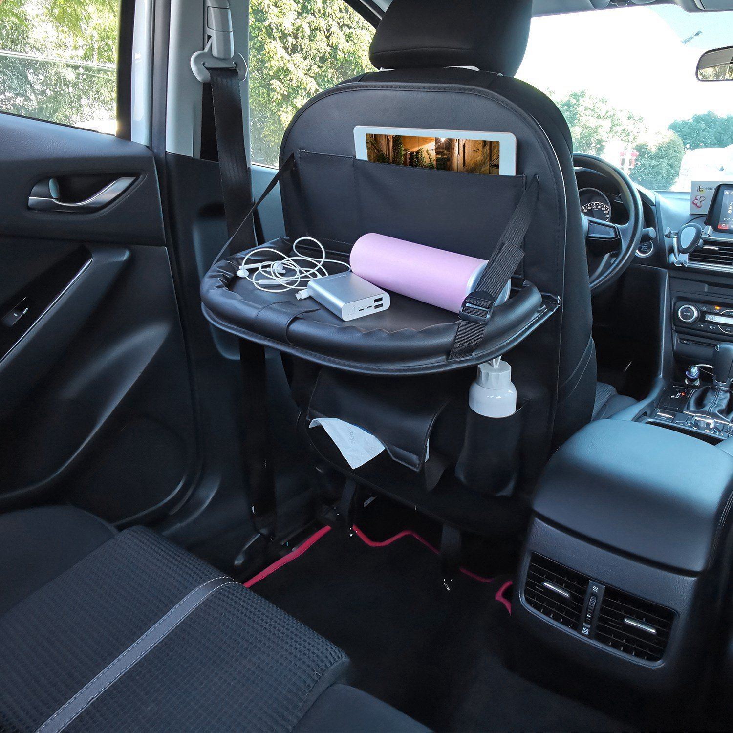 Car Back Seat Organizer with Foldable Table Tray 8 Pockets Outlet View