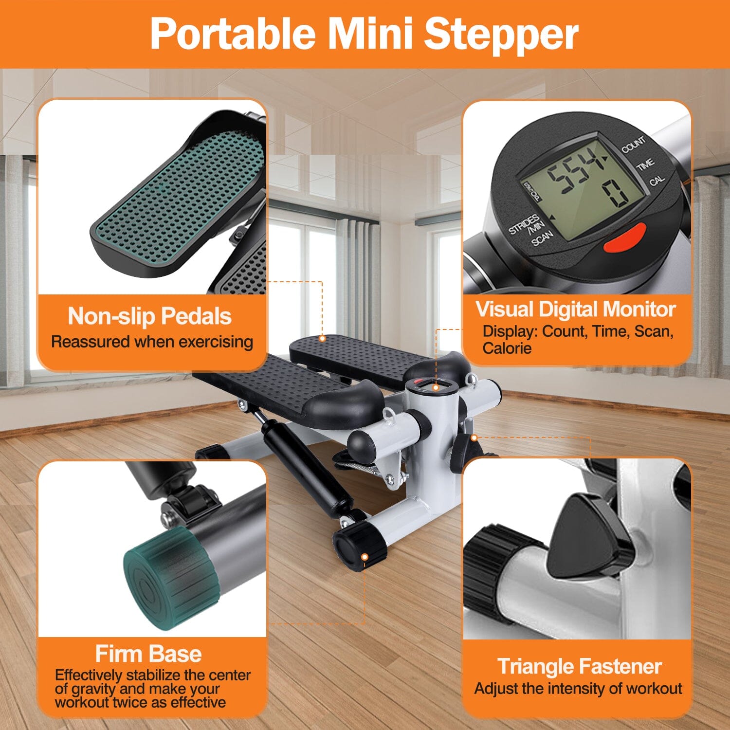 Mini Fitness Stepper with 2 Resistance Bands LCD Monitor Tumblr Cheap Online