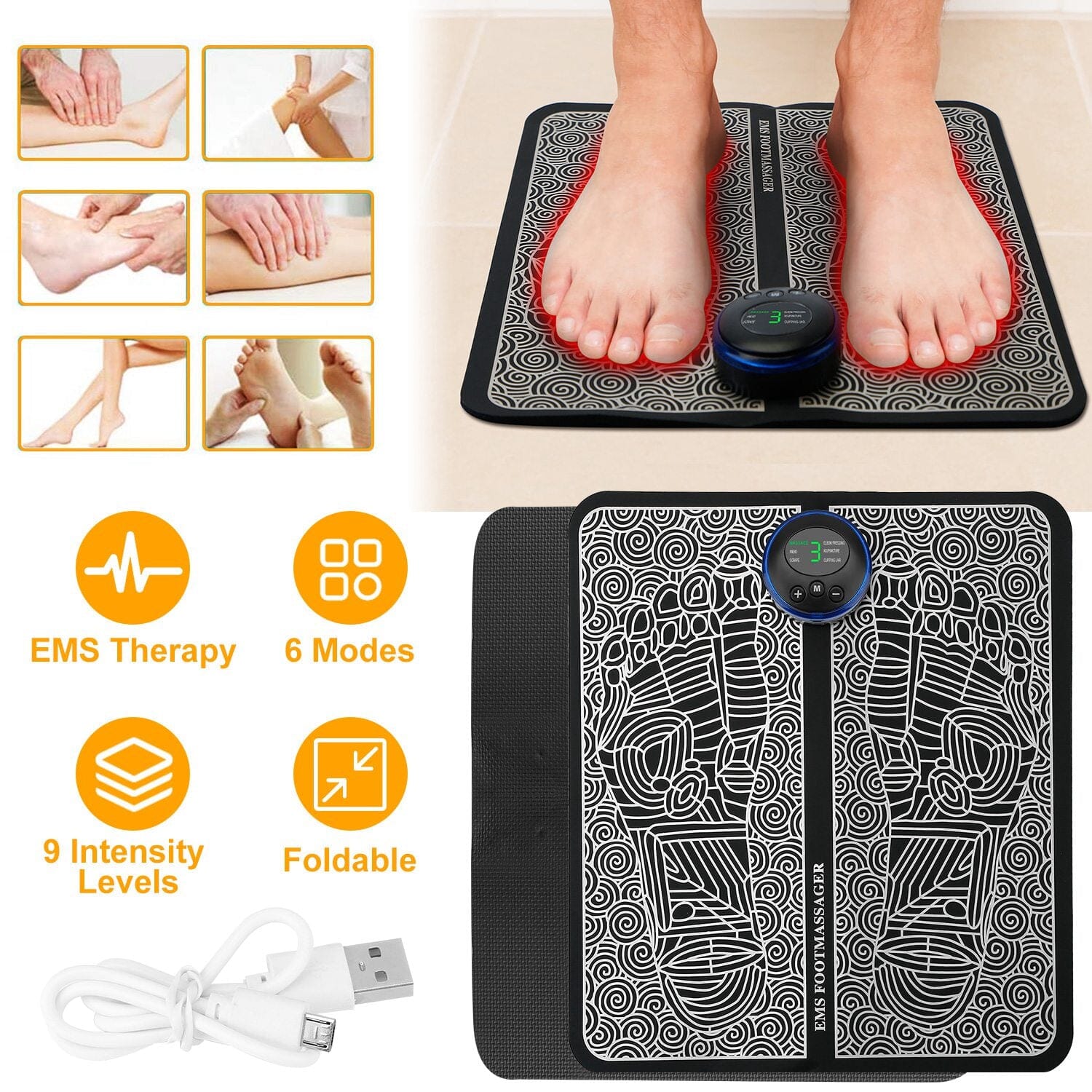 EMS Foot Massage Pad Electric Stimulator Outlet Choice